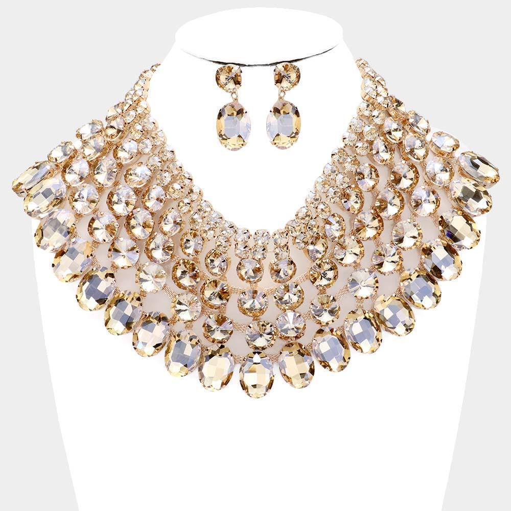 Crystal Glass Bib Statement Necklace - Jewelry Store by Erik Rayo