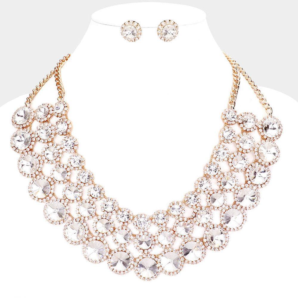Clear Crystal Pave Trim Round Evening Necklace - Jewelry Store by Erik Rayo