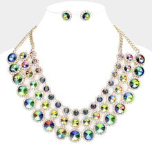 Load image into Gallery viewer, Gold Crystal Pave Trim Round Evening Necklace
