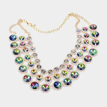 Load image into Gallery viewer, Gold Crystal Pave Trim Round Evening Necklace
