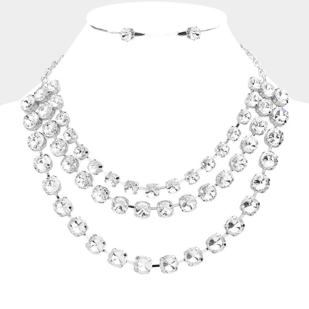 Round Stone Triple Layered Bib Necklace - Jewelry Store by Erik Rayo