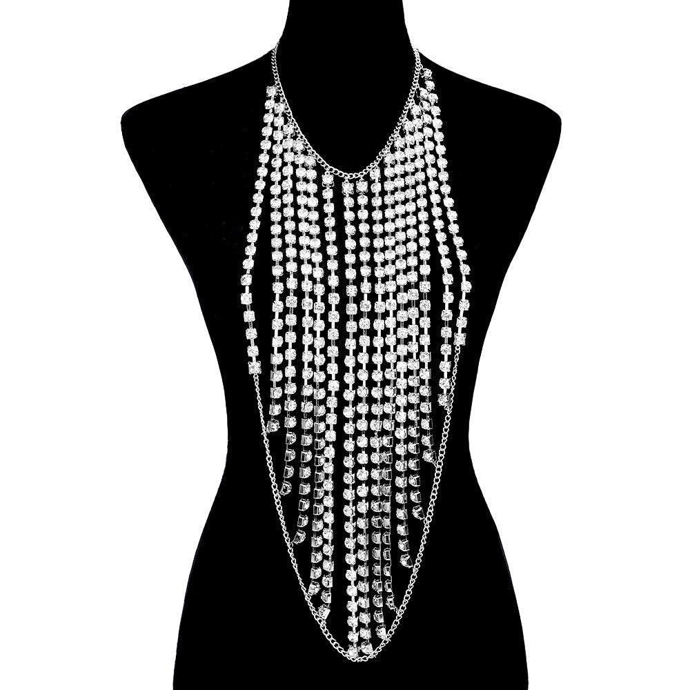 Draped Round Stone Fringe Statement Evening Necklace - Jewelry Store by Erik Rayo