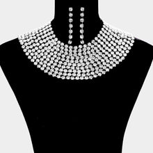 Load image into Gallery viewer, Clear Glass Crystal Statement Bib Evening Necklace
