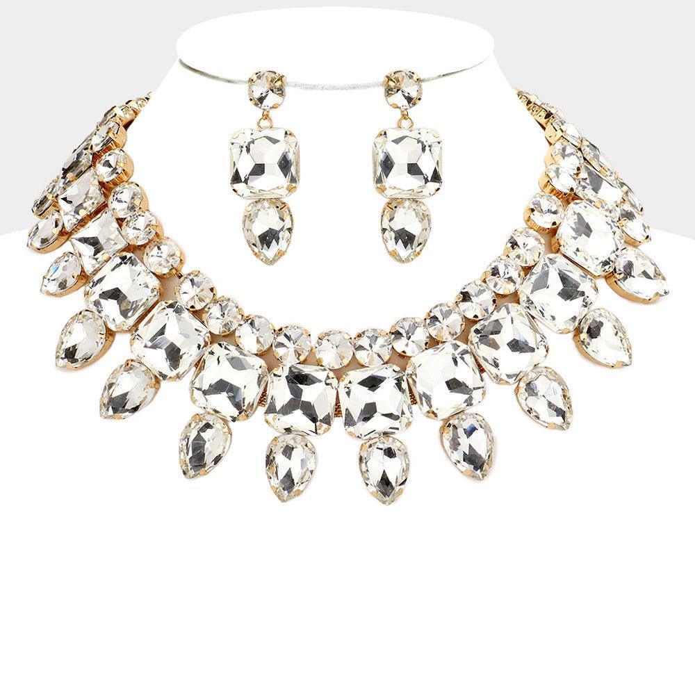 Gold Multi Stone Cluster Evening Necklace - Jewelry Store by Erik Rayo