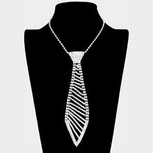 Load image into Gallery viewer, Rhinestone Paved Tie Shaped Evening Necklace
