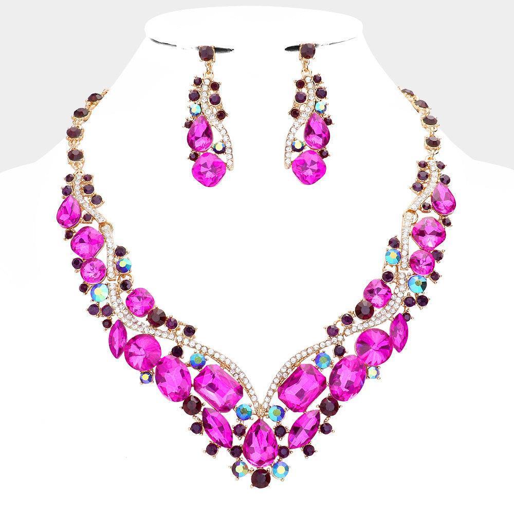 Gold Glass Crystal Evening Necklace - Jewelry Store by Erik Rayo