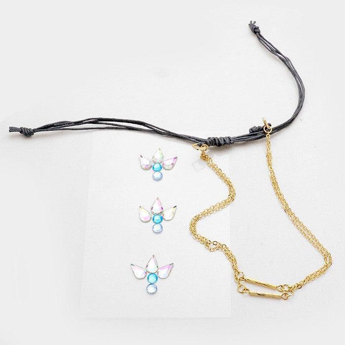 Gray Double strand chain arm bracelet + crystal sticker - Jewelry Store by Erik Rayo