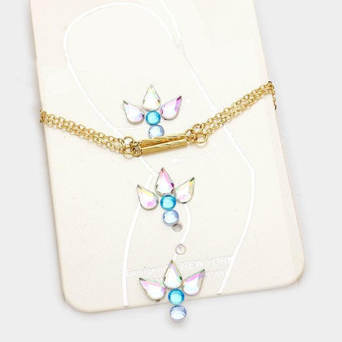 Gray Double strand chain arm bracelet + crystal sticker - Jewelry Store by Erik Rayo