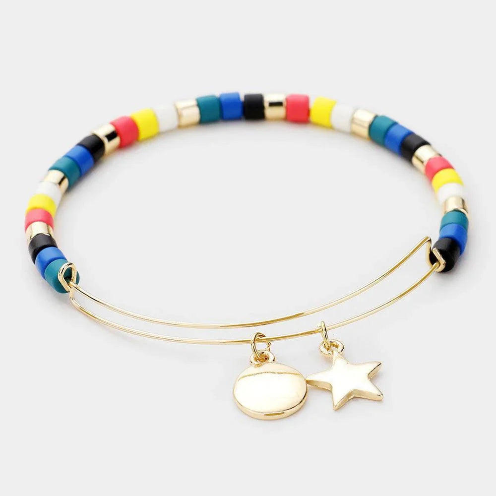 Gold Star Metal Charm Bead Bracelet - Jewelry Store by Erik Rayo