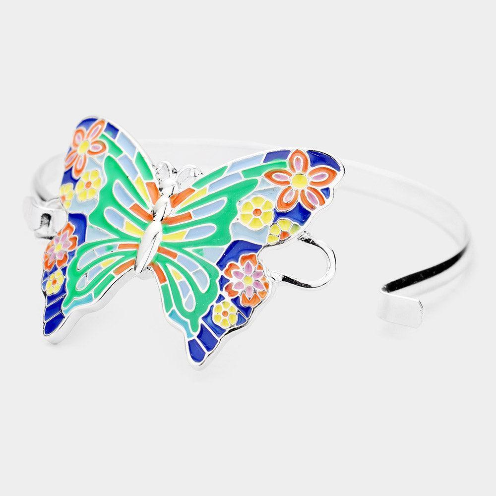 Enamel Metal Butterfly Hinged Hook Bracelet - Jewelry Store by Erik Rayo