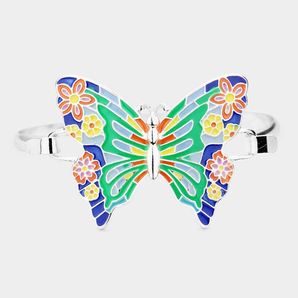 Enamel Metal Butterfly Hinged Hook Bracelet - Jewelry Store by Erik Rayo