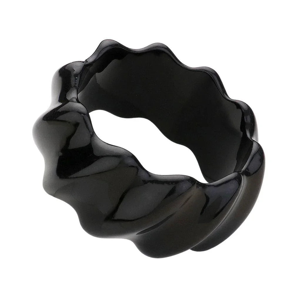 Black Textured Resin Wavy Bangle Bracelet - Jewelry Store by Erik Rayo
