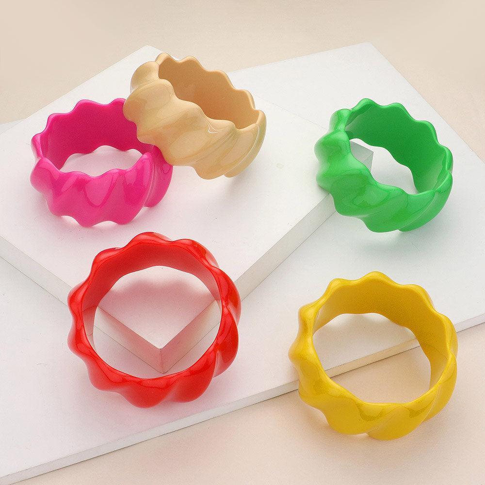 Black Textured Resin Wavy Bangle Bracelet - Jewelry Store by Erik Rayo