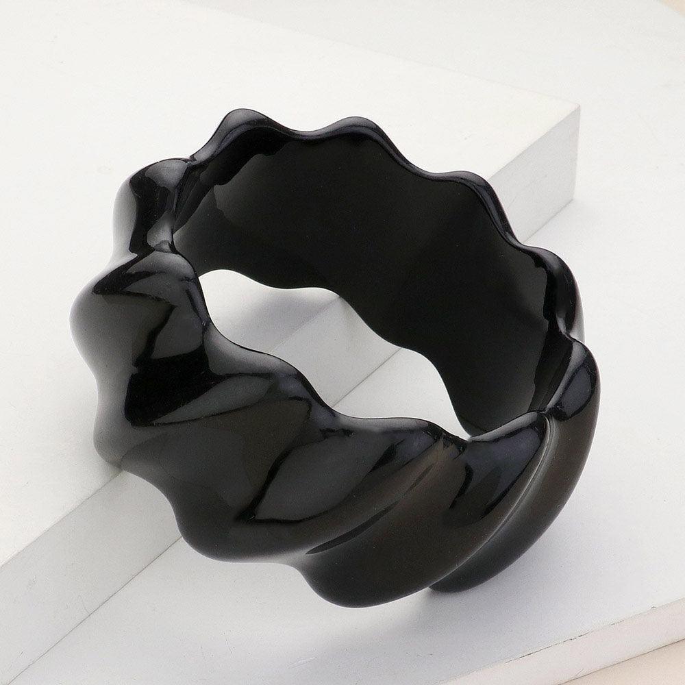 Black Textured Resin Wavy Bangle Bracelet - Jewelry Store by Erik Rayo