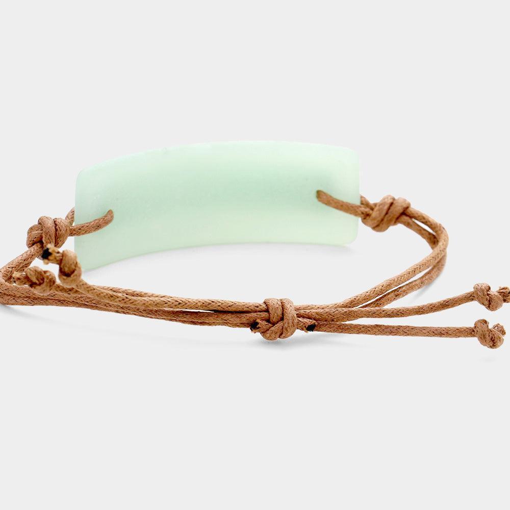 Brown Sea you SOON Sea Glass Message Adjustable Bracelet - Jewelry Store by Erik Rayo
