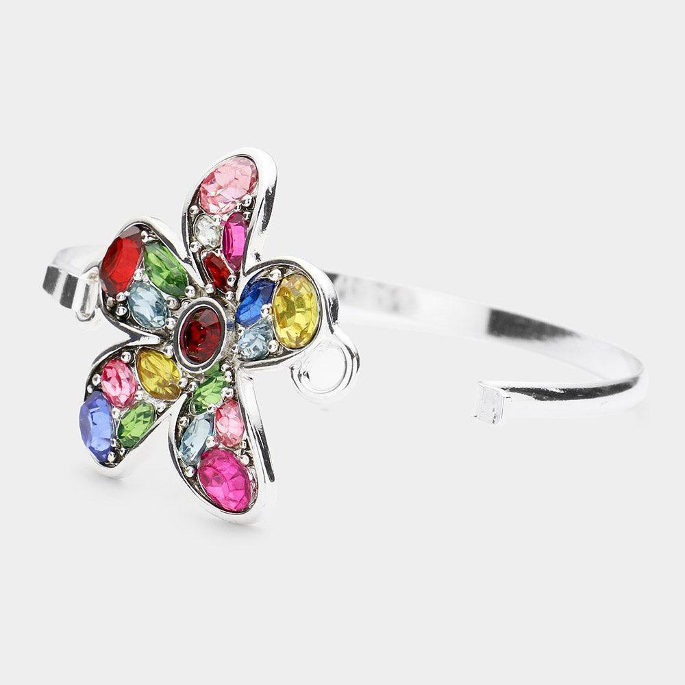 Multi Stone Metal Flower Hook Bracelet - Jewelry Store by Erik Rayo