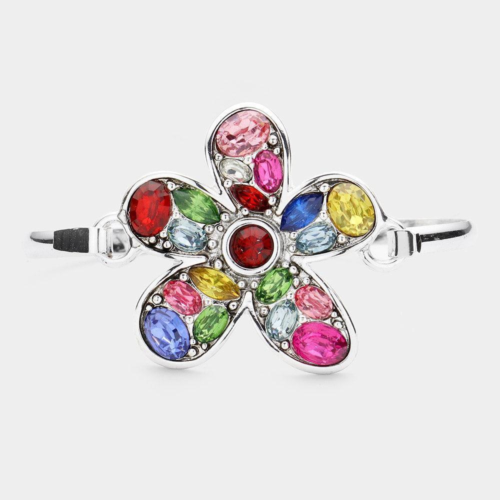 Multi Stone Metal Flower Hook Bracelet - Jewelry Store by Erik Rayo