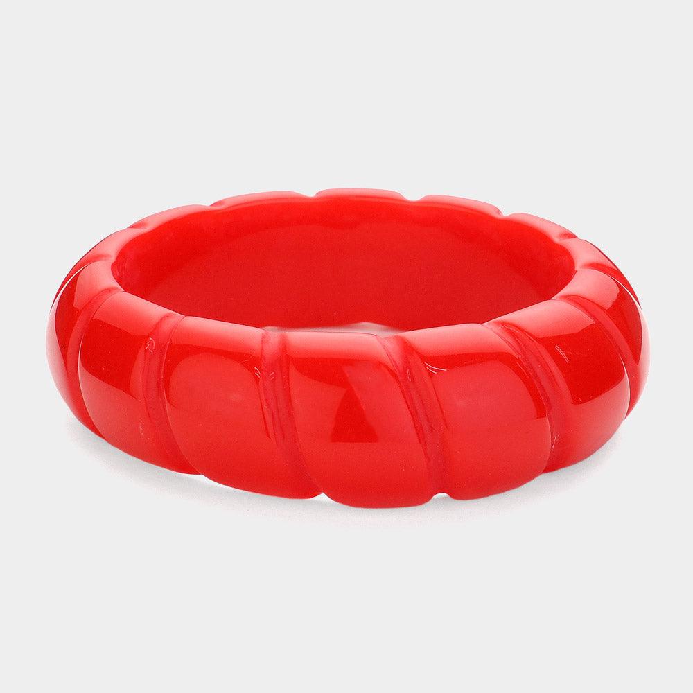 Red Resin Textured Bangle Bracelet