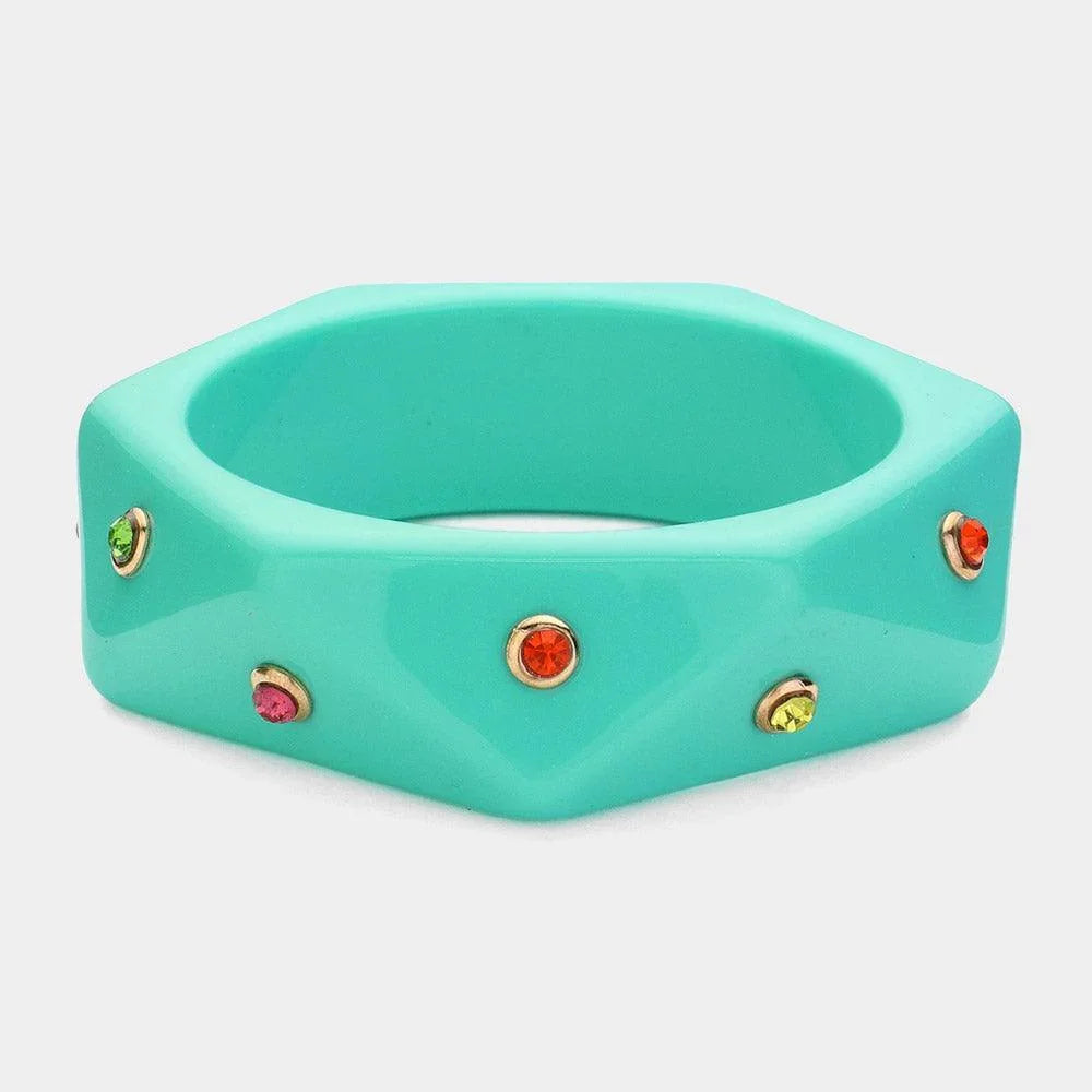 Turquoise Stone Pointed Abstract Resin Bangle Bracelet - Jewelry Store by Erik Rayo