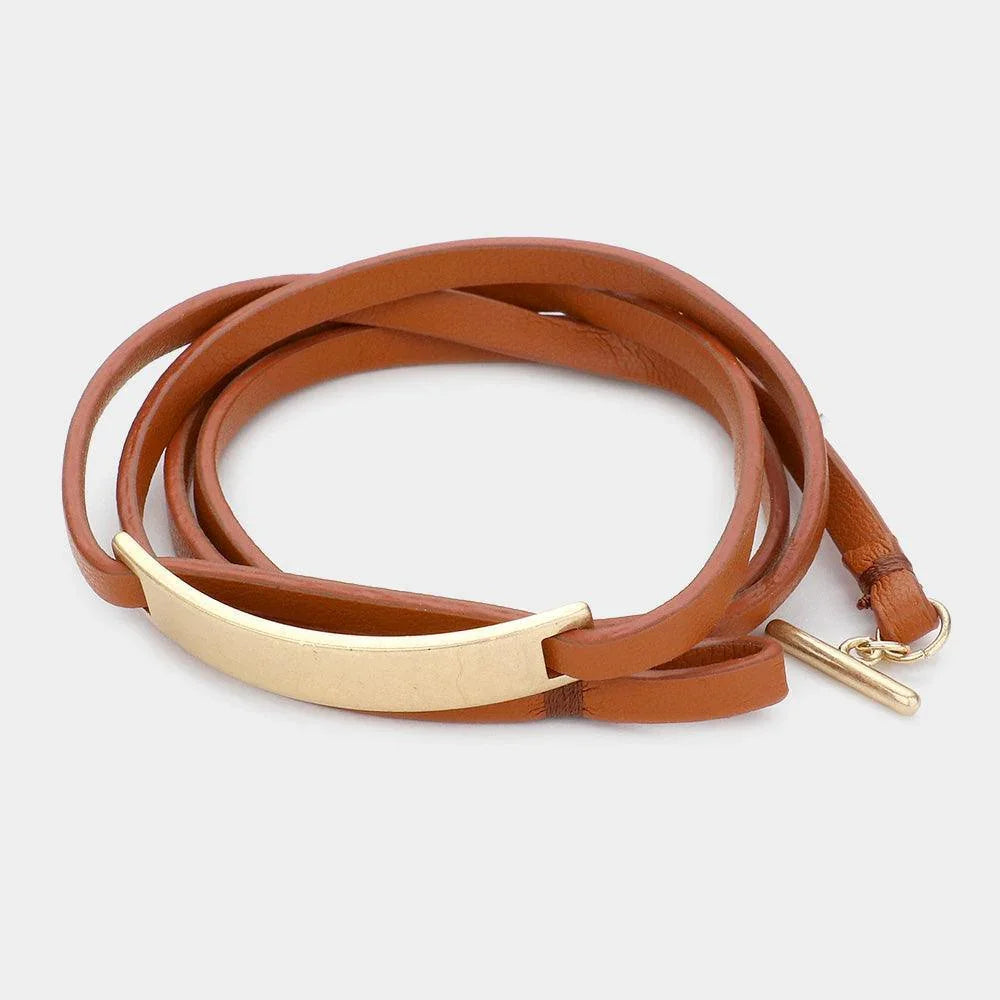 Brown Faux Leather Wrap Bracelet - Jewelry Store by Erik Rayo