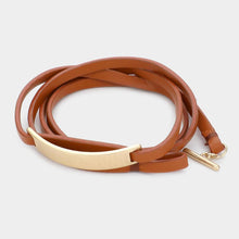 Load image into Gallery viewer, Brown Faux Leather Wrap Bracelet
