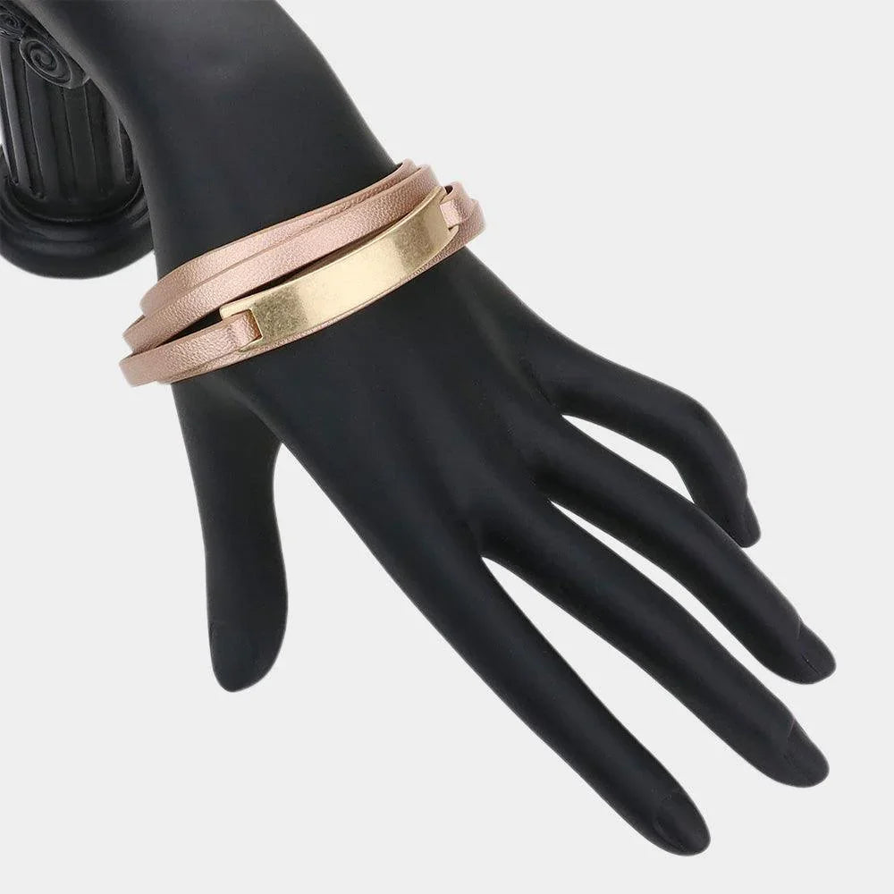Rose Gold Faux Leather Wrap Bracelet - Jewelry Store by Erik Rayo