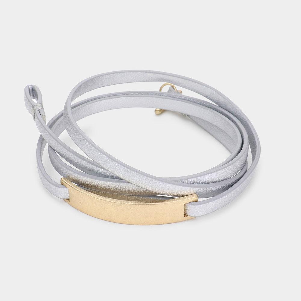 Silver Faux Leather Wrap Bracelet - Jewelry Store by Erik Rayo