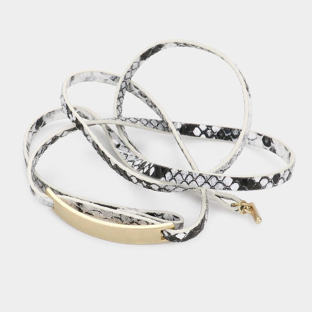Snake Pattern Faux Leather Wrap Bracelet - Jewelry Store by Erik Rayo