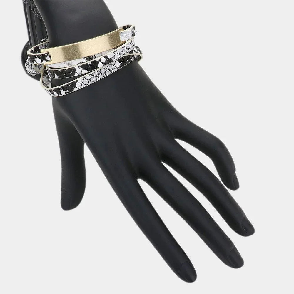Snake Pattern Faux Leather Wrap Bracelet - Jewelry Store by Erik Rayo