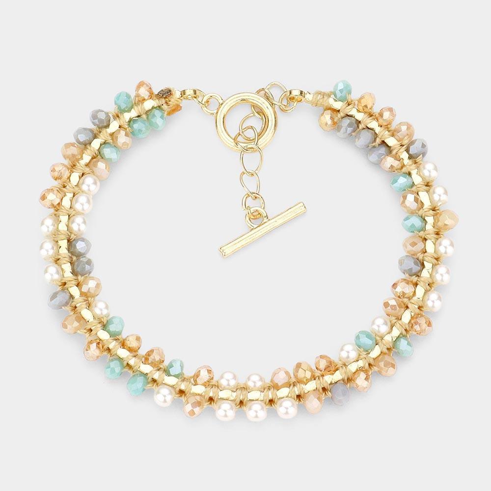 Wrapped Faceted Beaded Toggle Bracelet - Jewelry Store by Erik Rayo