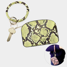 Load image into Gallery viewer, Yellow Snake Skin Faux Leather Key Chain / Bracelet / Pouch Bag
