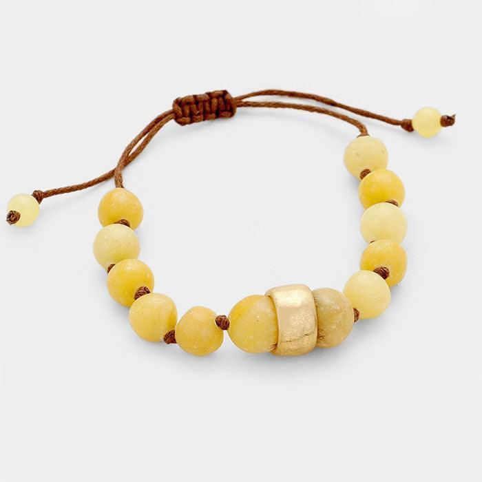 Beige Beaded Cinch Bracelet - Jewelry Store by Erik Rayo