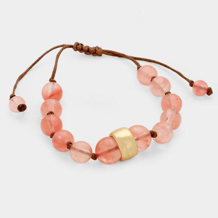 Peach Beaded Cinch Bracelet