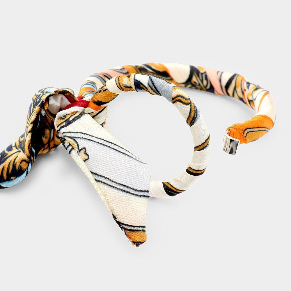Red Striped Belt Pattern Knot Open Circle Hook Bracelet - Jewelry Store by Erik Rayo