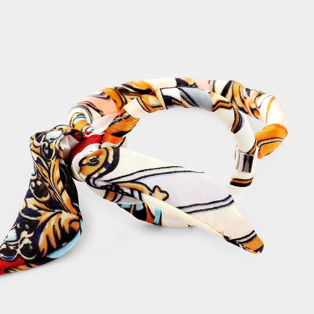 Red Striped Belt Pattern Knot Open Circle Hook Bracelet - Jewelry Store by Erik Rayo