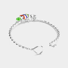 Load image into Gallery viewer, Silver Rhinestone Embellished Fish Charm Hook Bracelet
