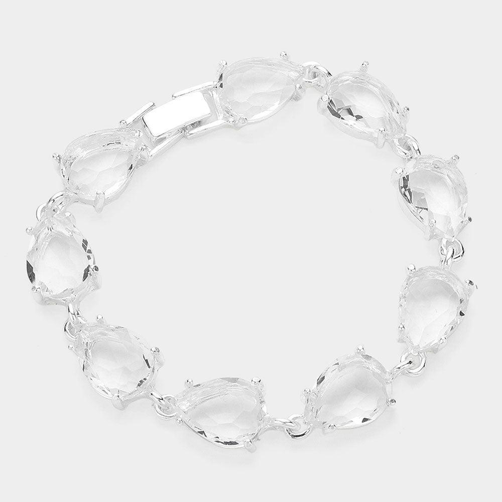 Clear Teardrop Cluster Link Bracelet - Jewelry Store by Erik Rayo