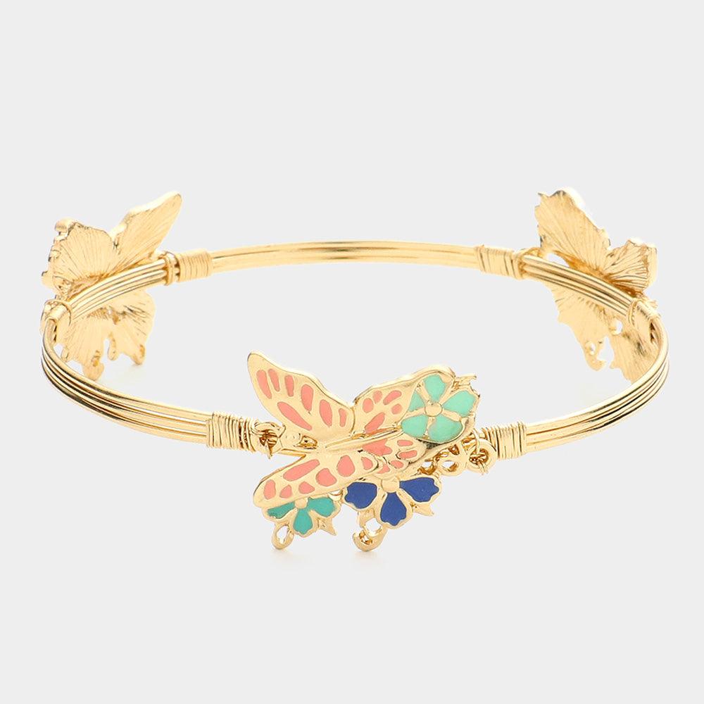 Resin Butterfly Bangle Bracelet