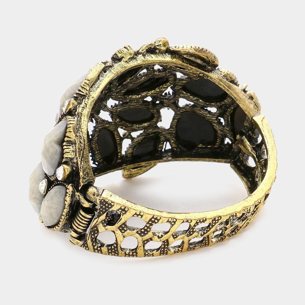 Floral Crystal Hinged Bangle Bracelet - Jewelry Store by Erik Rayo
