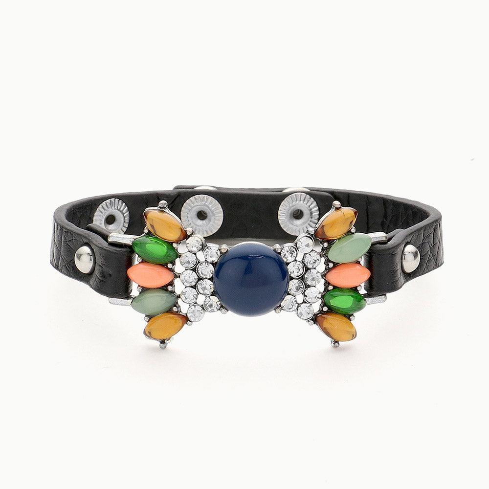 Blue Multi Color Bead Snap Button Bracelet - Jewelry Store by Erik Rayo