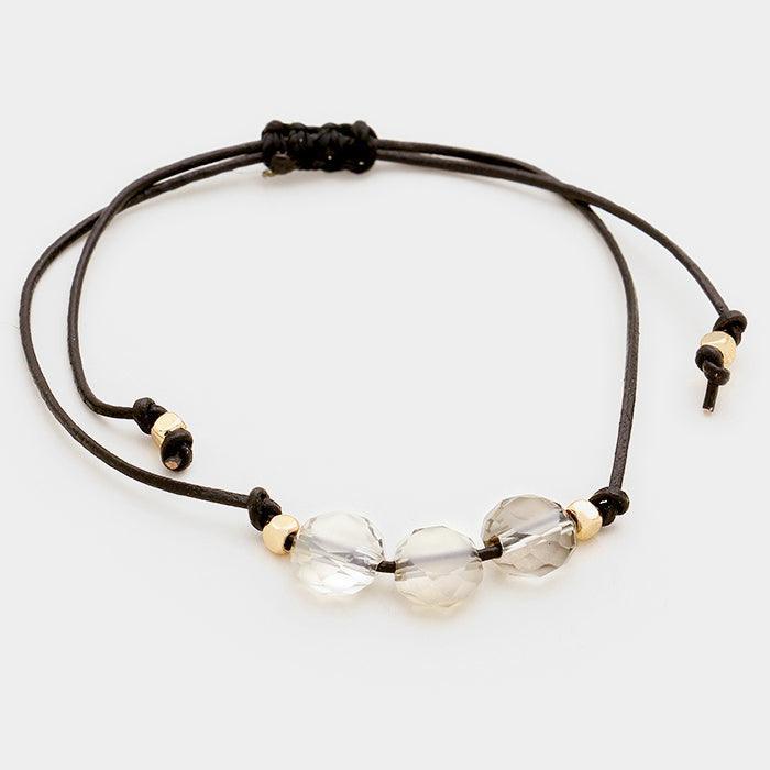 Gold Triple glass bead cinch bracelet - Jewelry Store by Erik Rayo