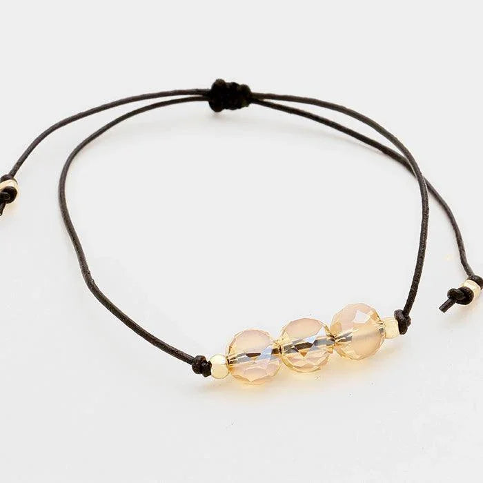 Gold Triple glass bead cinch bracelet - Jewelry Store by Erik Rayo