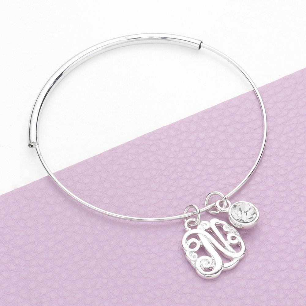 Letter N Monogram Bangle Bracelet