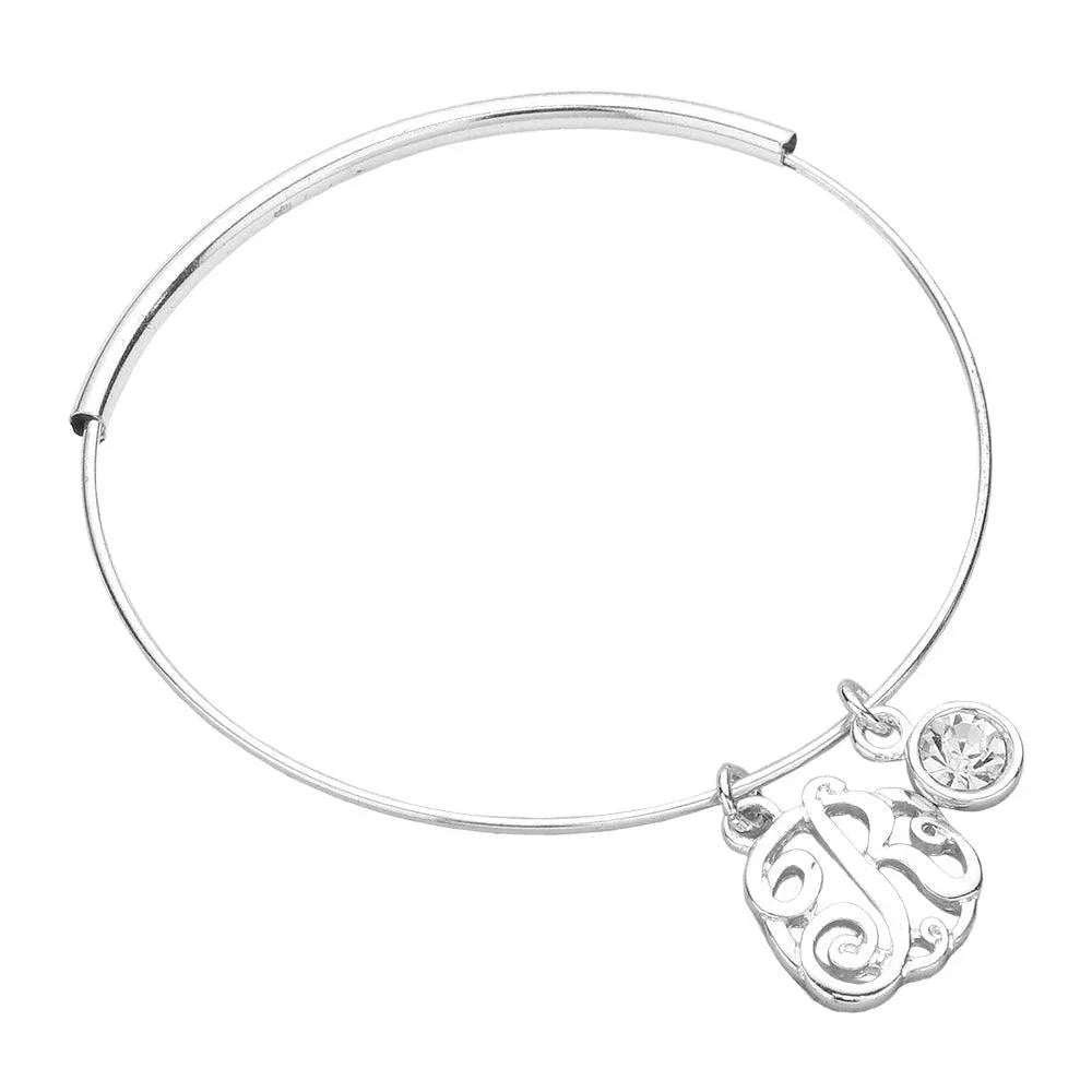 Silver R Monogram Bangle Bracelet - Jewelry Store by Erik Rayo