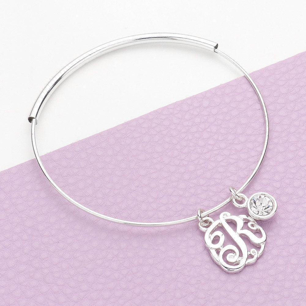 Silver R Monogram Bangle Bracelet - Jewelry Store by Erik Rayo