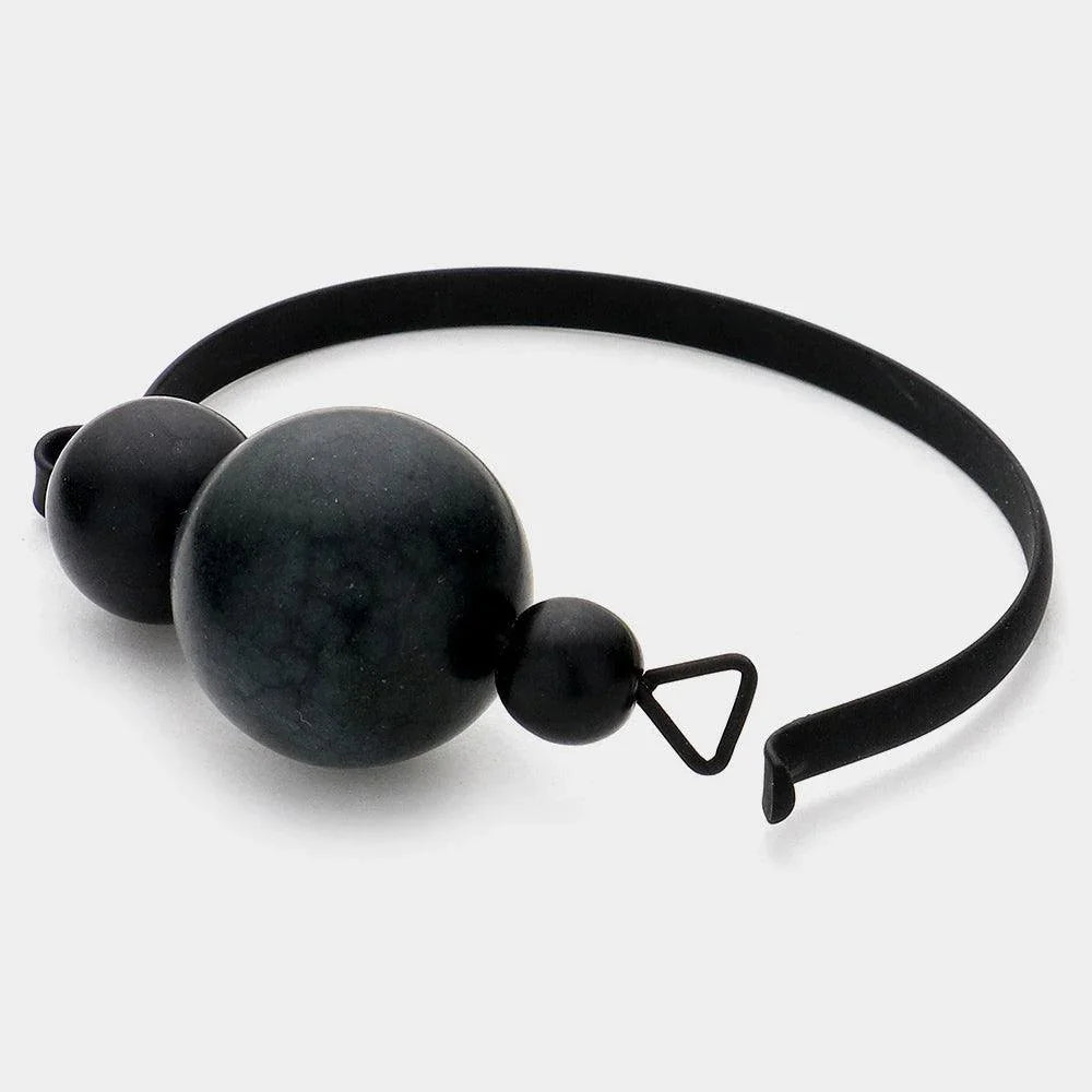 Black Black Asymmetrical Bead Bangle Bracelet - Jewelry Store by Erik Rayo