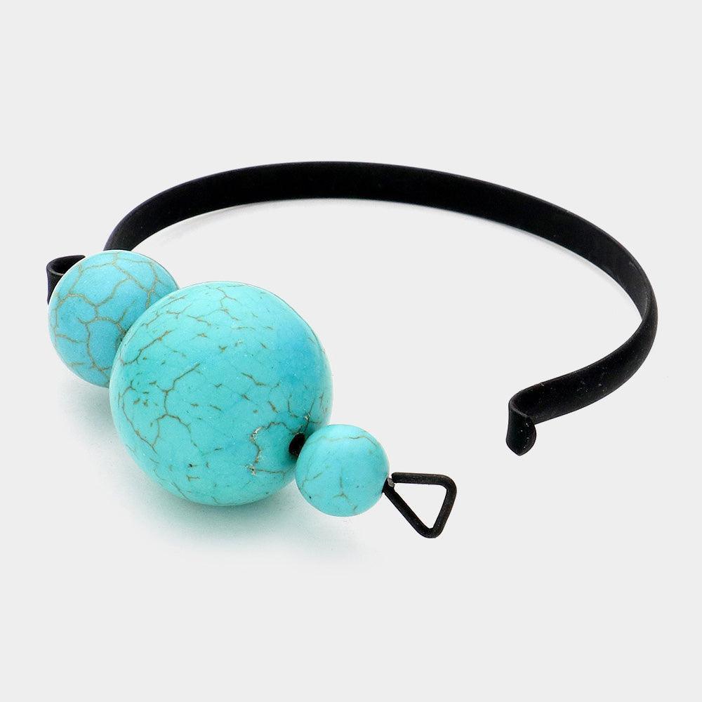 Turquoise Asymmetrical Howlite Bead Bangle Bracelet - Jewelry Store by Erik Rayo