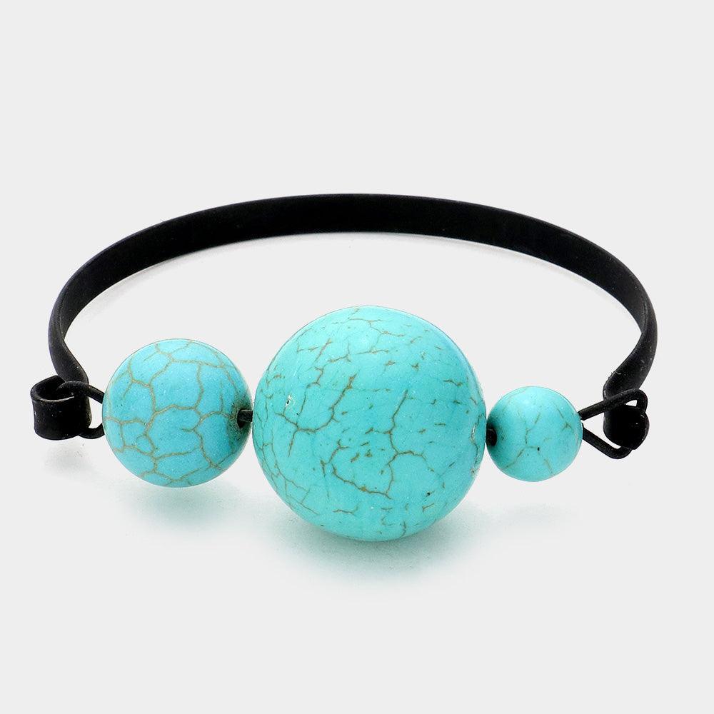 Turquoise Asymmetrical Howlite Bead Bangle Bracelet - Jewelry Store by Erik Rayo