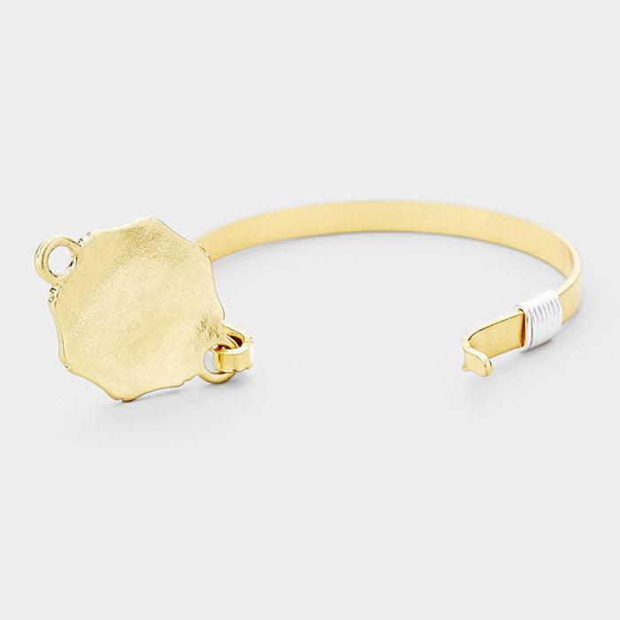 Gold 'C' Acrylic Monogram Metal Disc Hook Bracelet - Jewelry Store by Erik Rayo