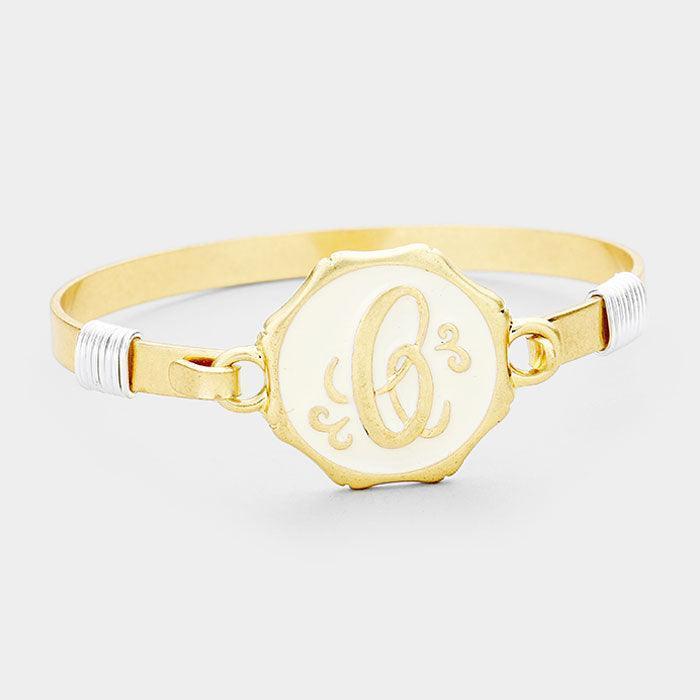 Gold 'C' Acrylic Monogram Metal Disc Hook Bracelet - Jewelry Store by Erik Rayo